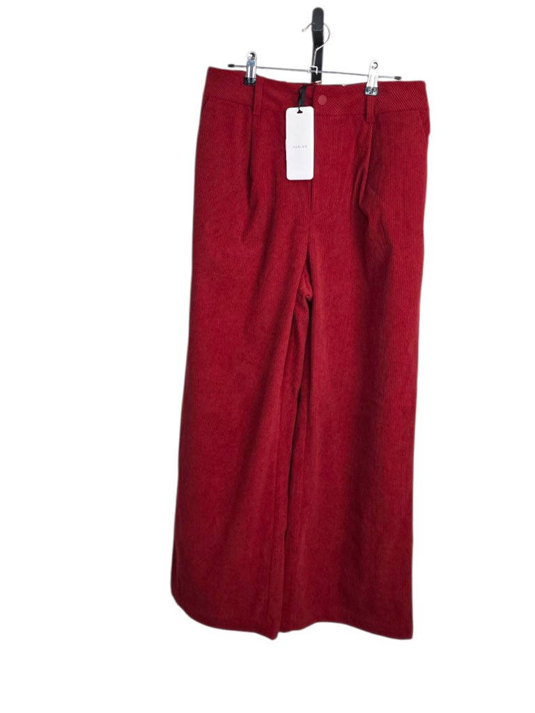 Anthropologie Varley Floris Wide Leg Pants, Red, High Rise, Cord, Ribbed, Size L